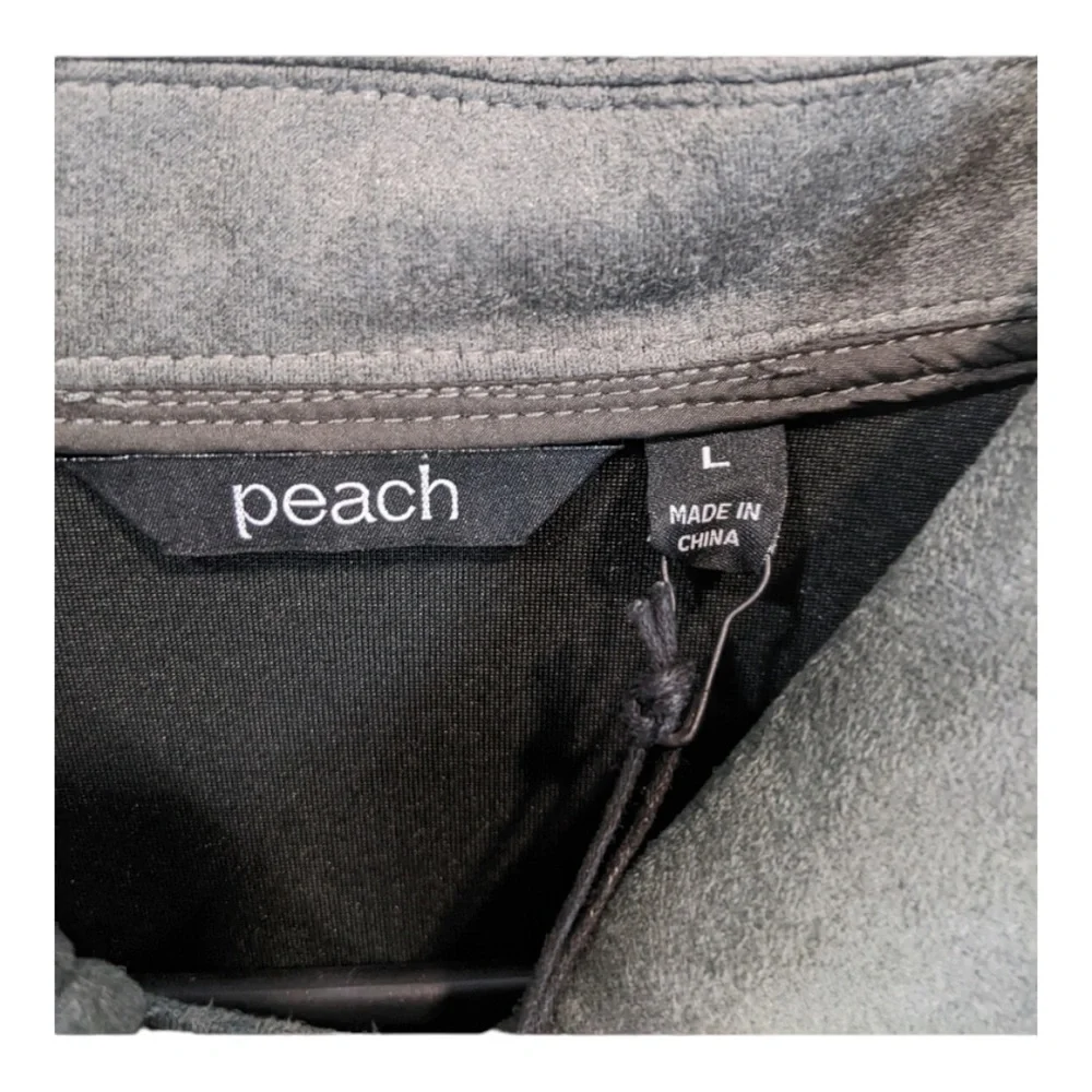 Peach Mara Moto Full Zip Vegan Suede Jacket in Moss Green NWT - Picture 4 of 7